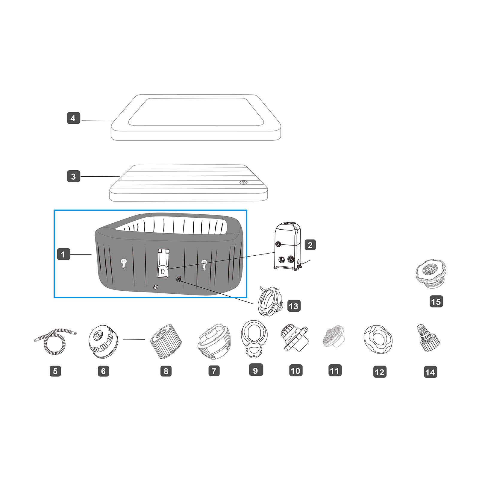 Bestway® Ersatzteil Liner Marmor-Optik (Sand) für LAY-Z-SPA® Rome Smart AirJet™ Energiespar-Whirlpool