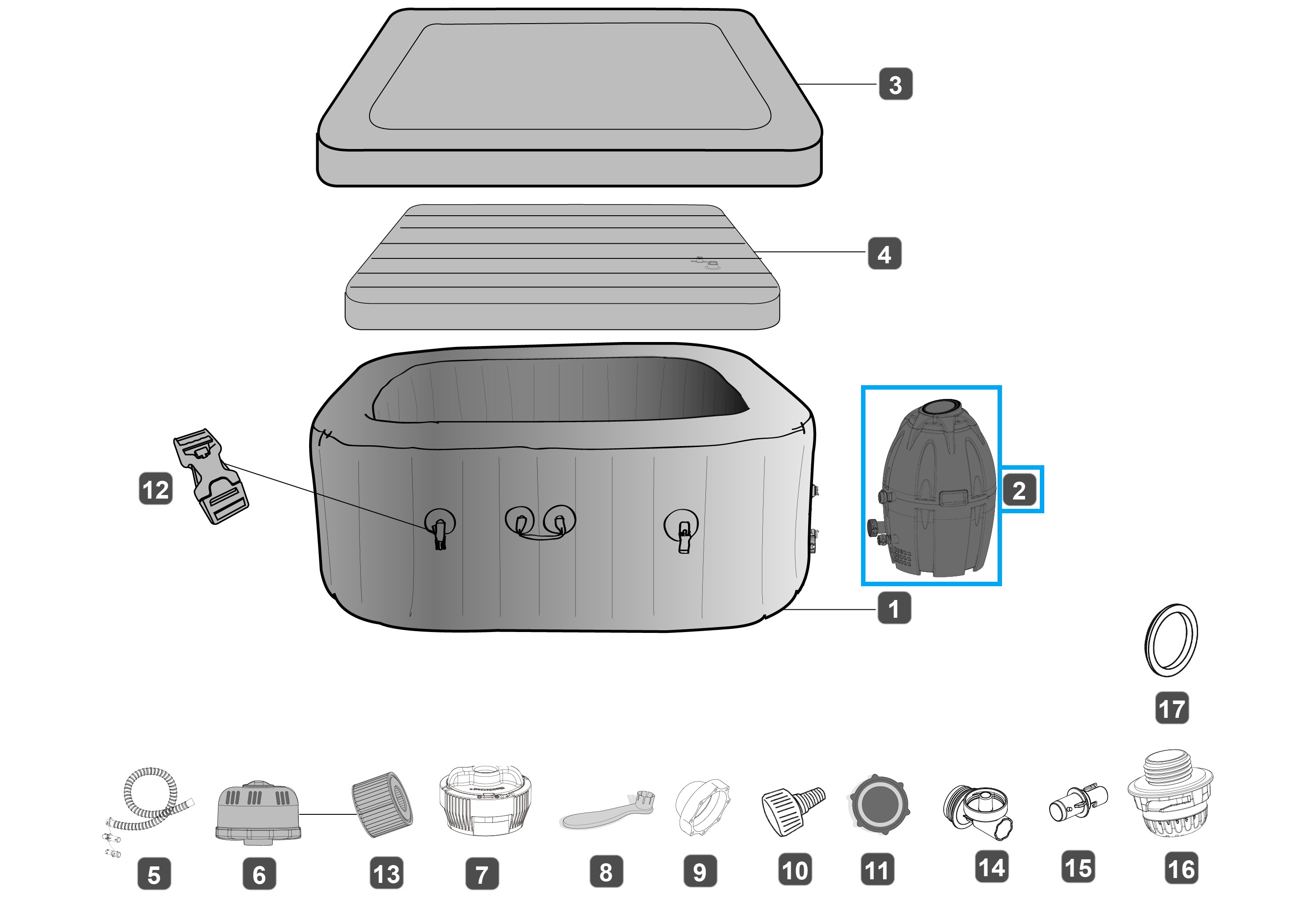Bestway® Spare Part AirJet™ Pump (blue) for LAY-Z-SPA® New York & Hawaii AirJet™ (2020 | EU) Bestway® Spare Part AirJet™ Pump (blue) for LAY-Z-SPA® New York & Hawaii AirJet™ (2020) NO